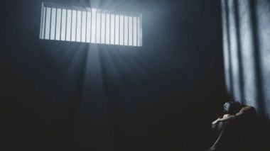 Hücre hapsi yıkılmış und kötü durumda mahkum