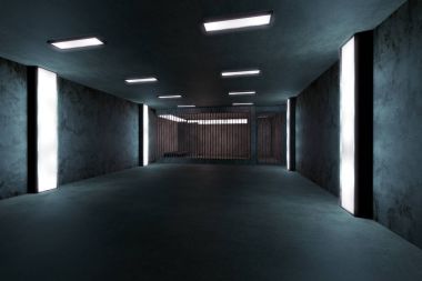 Durulmuştur özel hapishane hücresi sahne yıpranmış eski