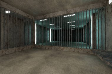 Old Worn Out Dwelled Private Prison Cell Scene clipart