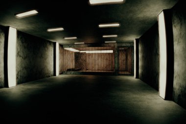 Durulmuştur özel hapishane hücresi sahne yıpranmış eski