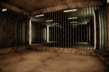 Durulmuştur özel hapishane hücresi sahne yıpranmış eski