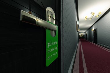 Lütfen bir süslü sıcak Oda kapısında asılı odası işareti oluşturuyor