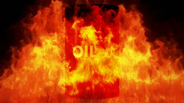 荒れ狂う火災石油価格の危機概念の石油バレル — ストック写真
