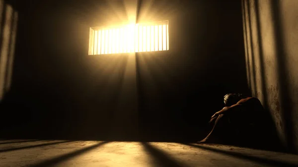 Hücre hapsi yıkılmış und kötü durumda mahkum