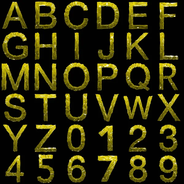 Glassy Lowpoly Design letters en cijfers in geel — Stockfoto