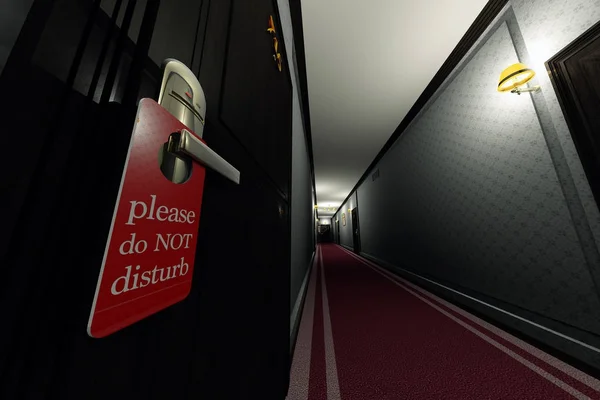 Don Not Disturb Sign Hanging on Room Door in a Fancy Hotel