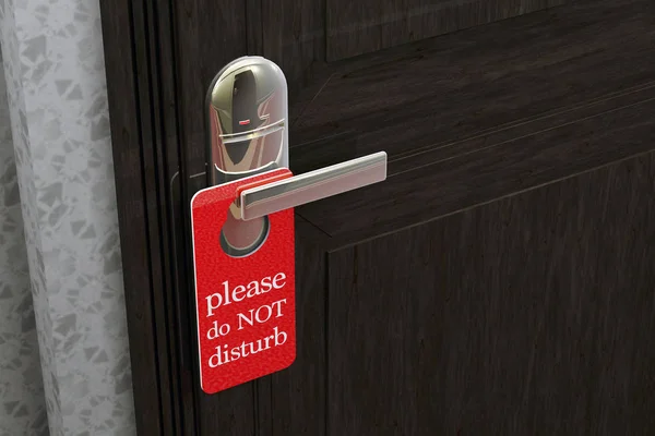 Non disturbare segno appeso alla porta della camera in un hotel di fantasia — Foto Stock