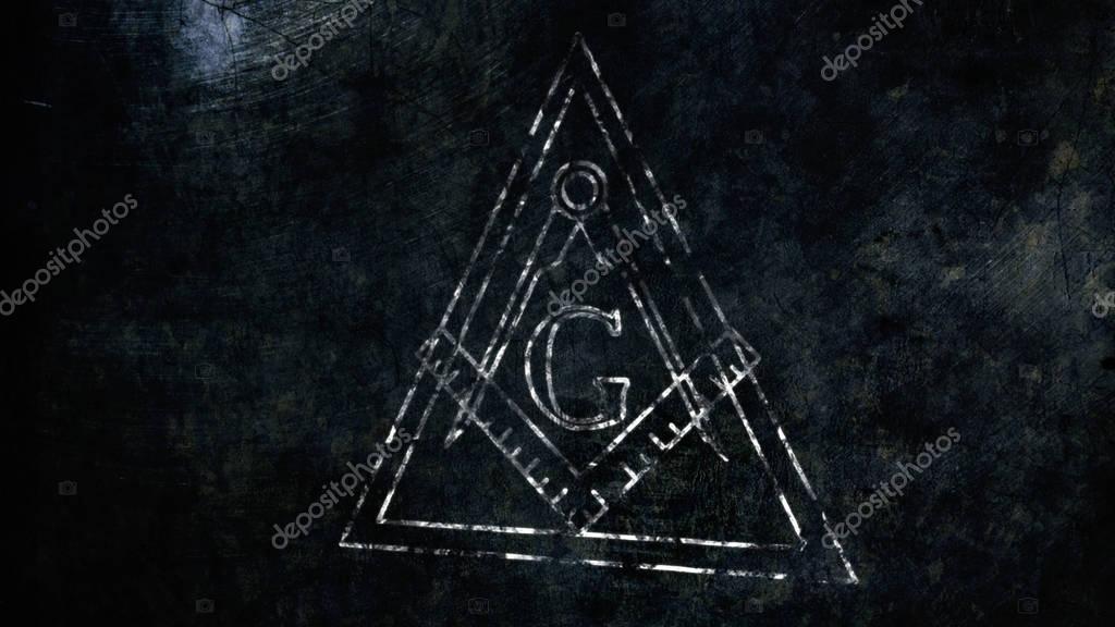 The Free Masonic Grand Lodge Sign and Illuminati Secret Characters in an Abstract Drawing Grungy Design Editorial Illustration