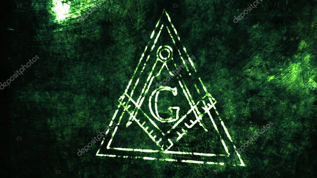 The Free Masonic Grand Lodge Sign and Illuminati Secret Characters in an Abstract Drawing Grungy Design Editorial Illustration