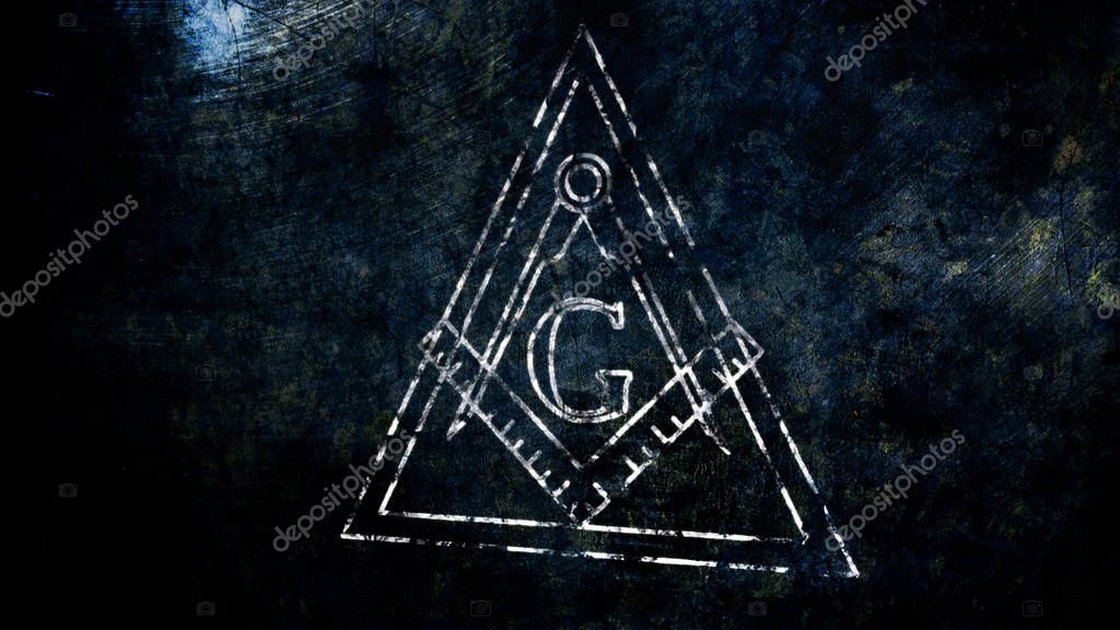 The Free Masonic Grand Lodge Sign and Illuminati Secret Characters in an Abstract Drawing Grungy Design Editorial Illustration