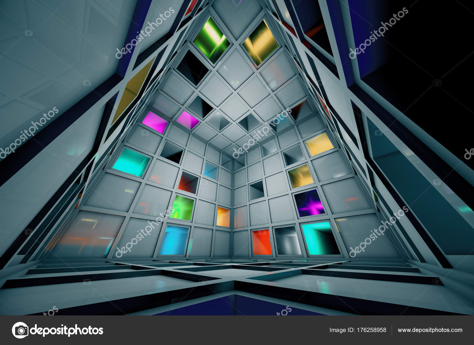 Sci Fi Escape Room Riddle Labyrinth Cube Interior Stock