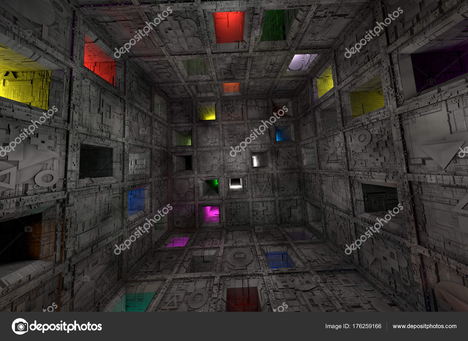 Sci Fi Grungy Escape Room Riddle Labyrinth Cube Interieur
