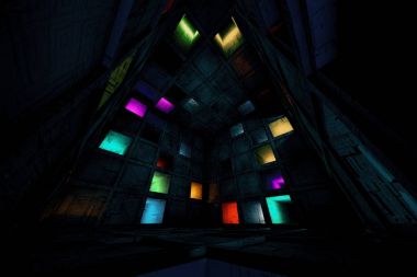Sci Fi Grungy kaçış Oda bilmece labirent küp iç