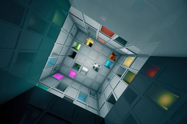 Sci-Fi ERoom Riddle Labyrinth Cube Interior — стоковое фото