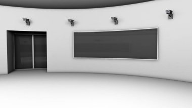 Birçok Cctv kamera 3 ile modern yüksek güvenlik sorgu odası