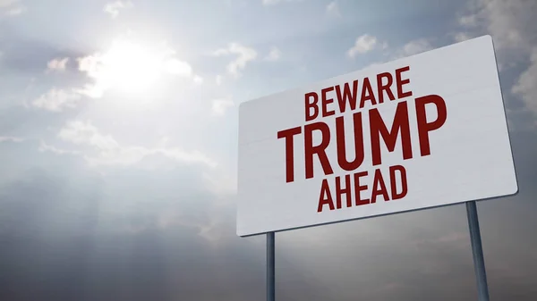 Attention Trump Ahead Warning Sign under Clouds — Photo