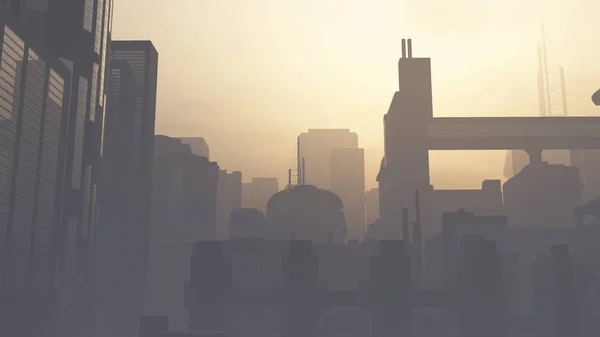 Kıyamet sonrası ağır kirli Smoggy Metropolis hava