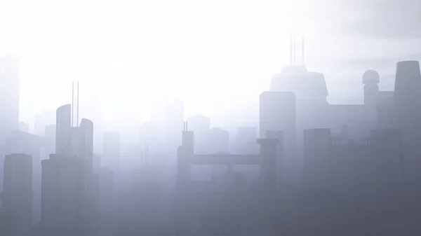 Post-apocalyptische Air zwaar vervuilde Smoggy Metropolis — Stockfoto