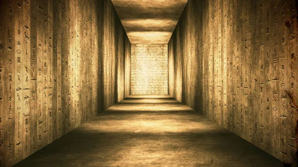Túnel Egípcio Hieróglifos Corredor Vintage — Fotografia de Stock