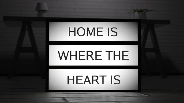 Home is Where The Heart Is Lightbox — Stock Photo, Image