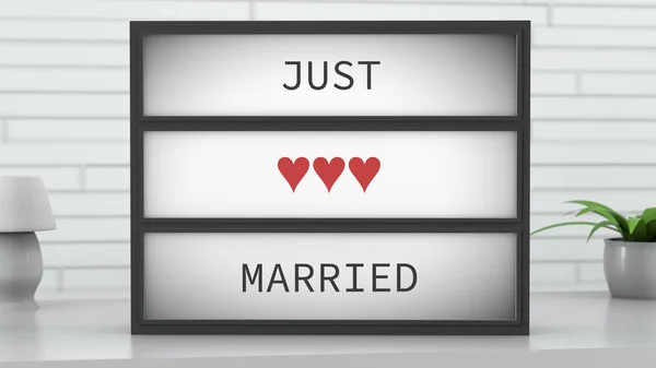 Just Married Lightbox — Stock Fotó