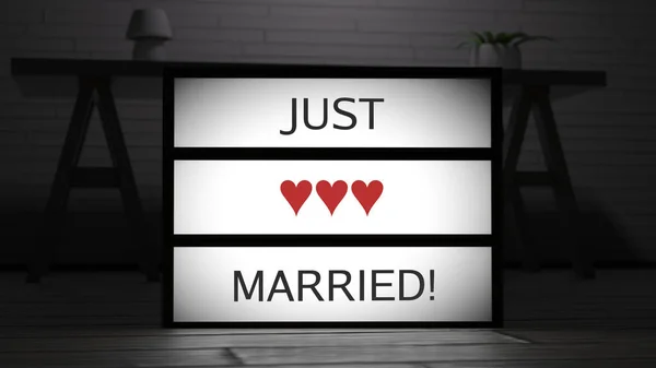 Just Married Lightbox — Zdjęcie stockowe