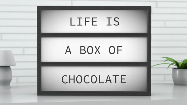 人生はチョコレート ライト ボックスです。 — ストック写真