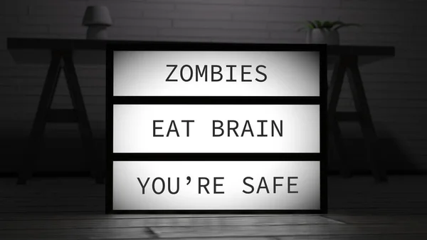 Zombies eten hersenen u bent veilig Lightbox — Stockfoto