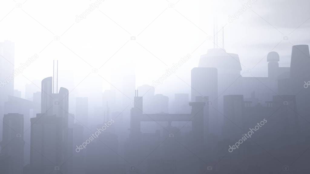 Post Apocalyptic Heavily Air Polluted Smoggy Metropolis