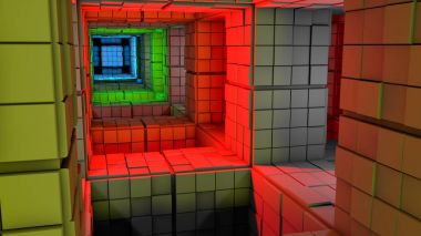  Science fiction, colorful cube maze  clipart