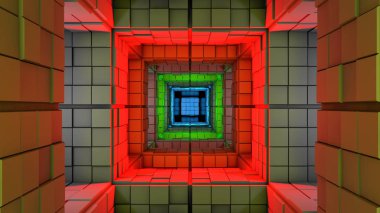  Science fiction, colorful cube maze  clipart