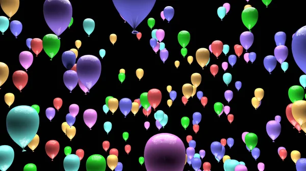 Colorful pastel balloons on black background