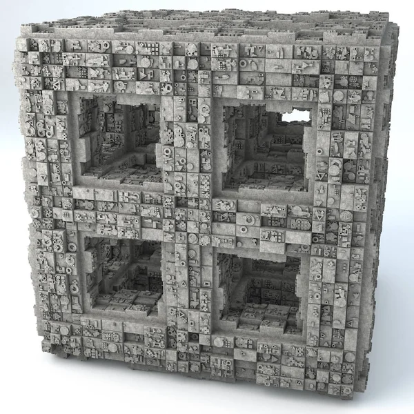 Geometrical Grid Shape Cube White Background — Stock Photo, Image