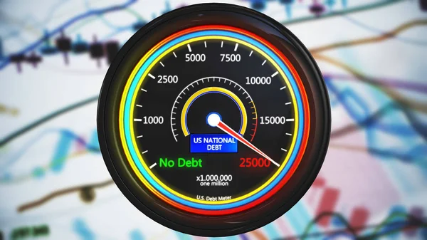 Medidor Deuda Nacional Ilustración —  Fotos de Stock