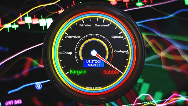 Stock Market Bubble Meter Illustration — стокове фото