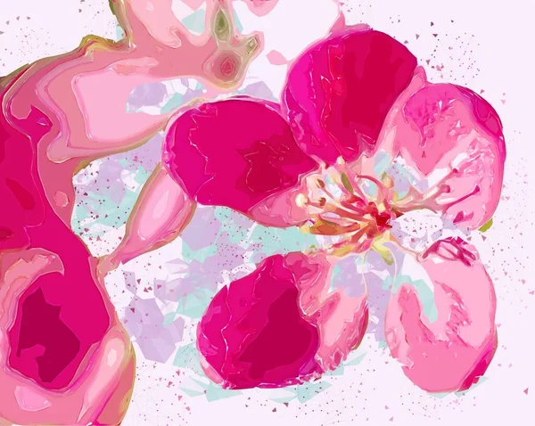 Ροζ Άνοιξη Ανθισμένα Λουλούδια Εικονογράφηση — Φωτογραφία Αρχείου