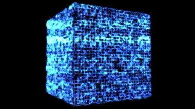 4K Geleceğin Siberpunk Bilim-Kurgu Küpü 3D Animasyon 3