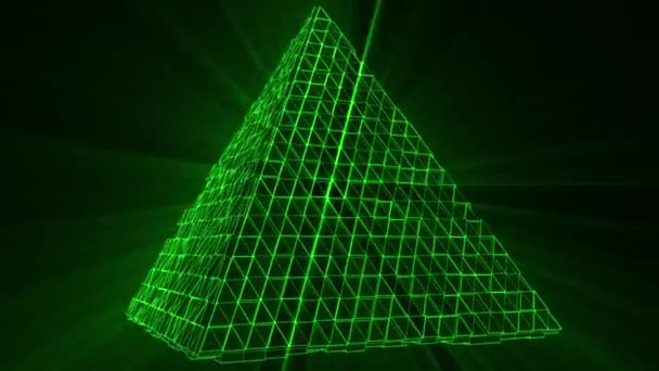 Futuristic Cyberpunk Pyramid Animation — Stock Video