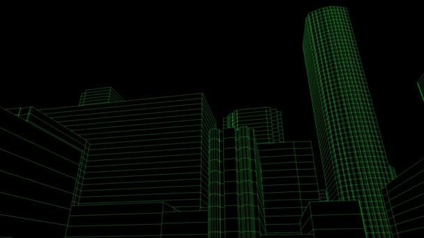 Футуристический Панк Wireframe City Animation — стоковое видео