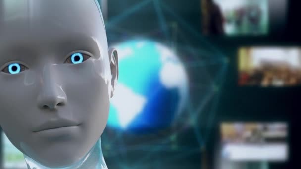 Artificiell Intelligens Högteknologisk Global Övervakning Spioneri — Stockvideo