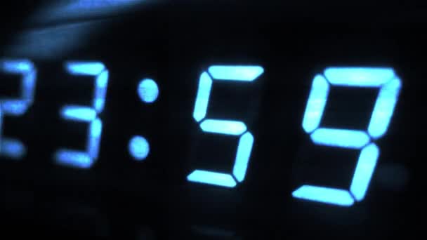 Digital Clock Turn Midnight Futuristic Design — Stock video