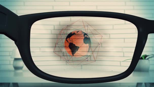 Glasses Earth Global Network Connections — Stockvideo