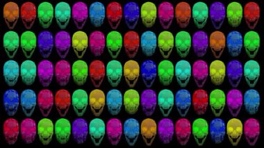 4K Çok Renkli Kristal Kafatası Cadılar Bayramı Sanatı Kara BG