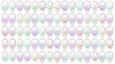 4K Çok Renkli Kristal Kafatası Cadılar Bayramı Çizgi Sanatı 1