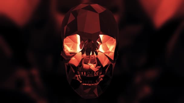 Halloween Crystal Skull Looping Animation Orange — Stock Video