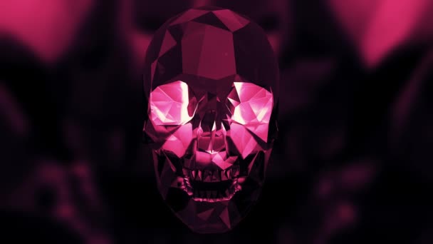 Halloween Crystal Skull Looping Animatie Paars — Stockvideo