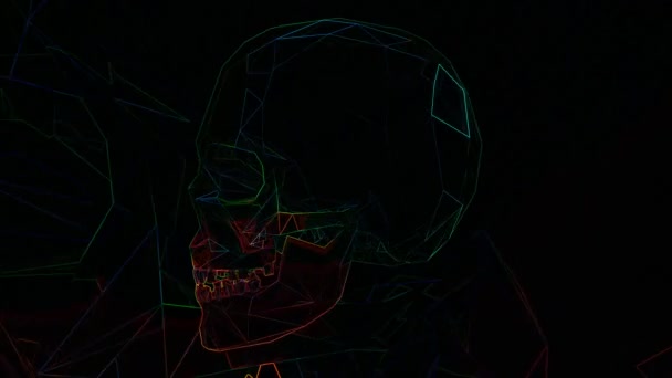 Rotating Skull Loop Halloween Comic Art — Video Stock