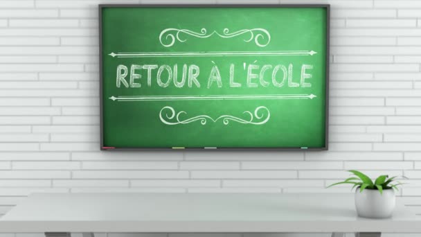 Chalkboard Com Texto Francês Volta Escola — Vídeo de Stock