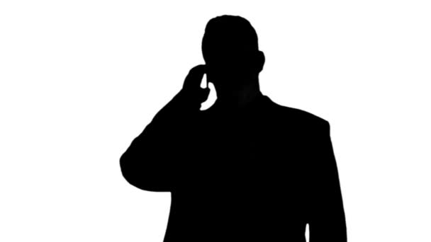 Businessman Phone Silhouette — Stock Video