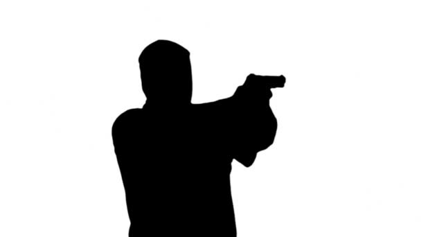 Commando Terrorist Met Pistol Silhouette — Stockvideo